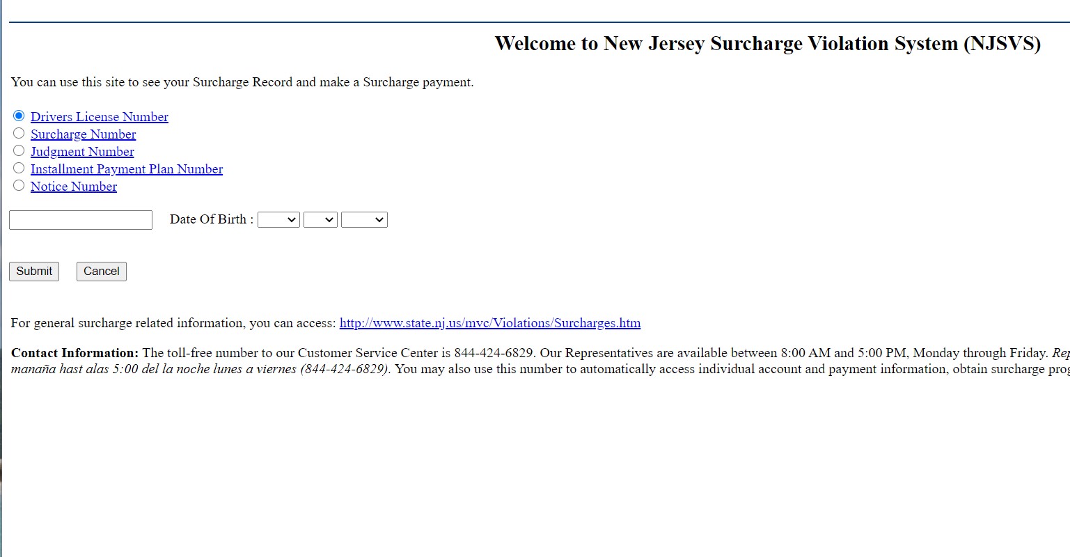 NJ Surcharge Payment Guide